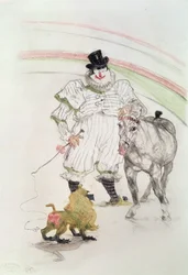 In het circus: optredend paard en aap, 1899 (krijt, krijtjes en grafiet)